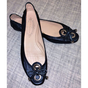 Women's Elie Tahari Leather Flats with Silver-Tone Accents (Size 38 - 7.5)